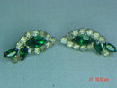 Green & Clear Rhinestone Clip Earrings