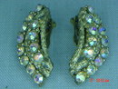 Aurora Borealis Rhinestone Clip Earrings