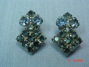 Blue Rhinestone Clip Earrings