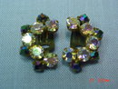 Aurora Borealis Rhinestone Clip Earrings