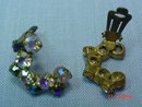 Aurora Borealis Rhinestone Clip Earrings