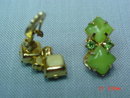 Green Rhinestone Clip Earrings