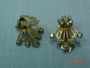 Aurora Borealis Rhinestone Fan Shaped Clip Earrings
