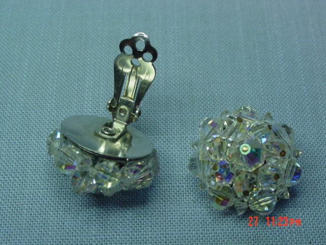Vintage Crystal Bead Clip Earrings