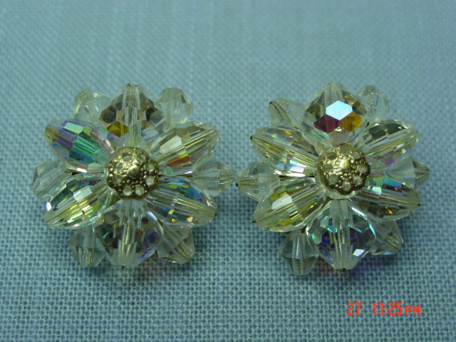 Vintage Crystal Bead Clip Earrings