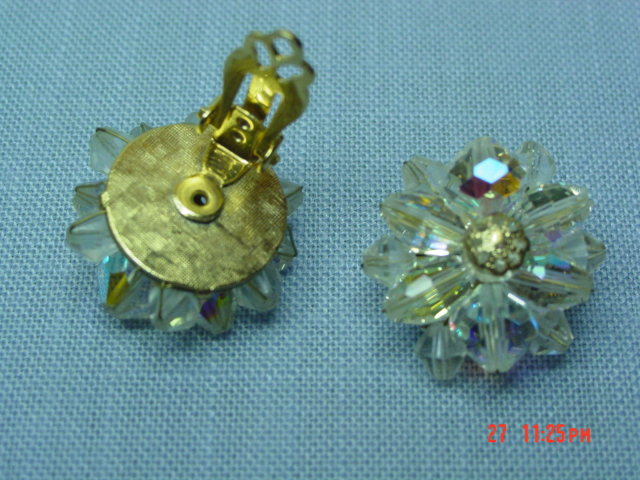 Vintage Crystal Bead Clip Earrings