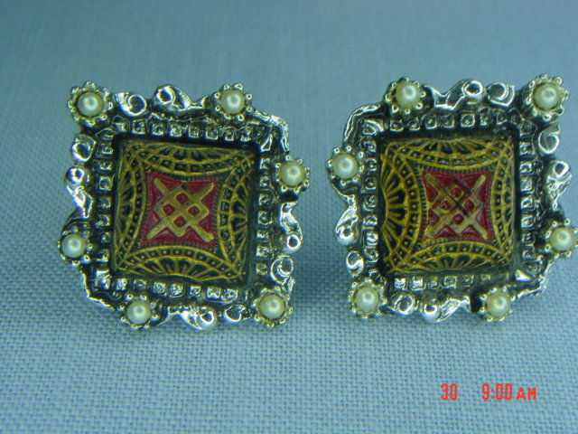 Spanish Style Clip Earrings Signed PA
