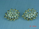 Goldtone Rhinestone Clip Earrings Signed Trifari