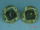 Two Tone Flower Clip Earrings Signed ART