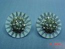 Germany Silver Disc Rhinestone Clip Earrings