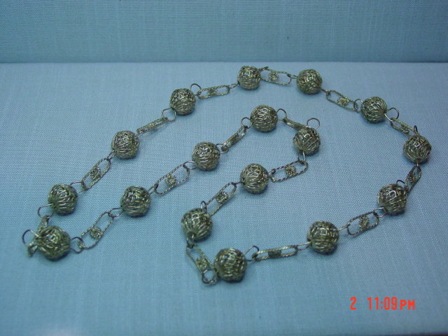 Vintage Guatemala Silver Ball Link Necklace