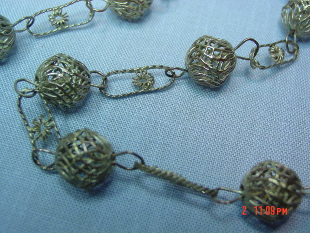Vintage Guatemala Silver Ball Link Necklace