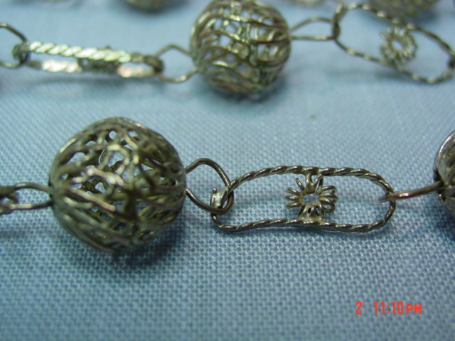 Vintage Guatemala Silver Ball Link Necklace