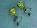 Sterling Silver Siam Niello Yellow Enamel Bell Screwback Earrings