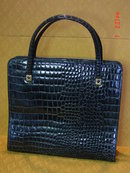 Vintage Large JR Florida USA Black Vinyl Alligator Handbag