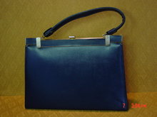 Vintage Navy Blue Vinyl Handbag Purse
