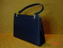 Vintage Navy Blue Vinyl Handbag Purse