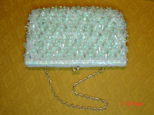 Vintage La Regale Light Blue Beaded Evening Bag Purse