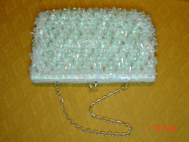 Vintage La Regale Light Blue Beaded Evening Bag Purse