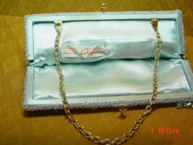 Vintage La Regale Light Blue Beaded Evening Bag Purse