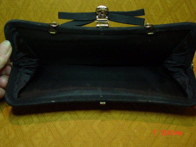 Vintage Black Rayon Evening Bag Clutch