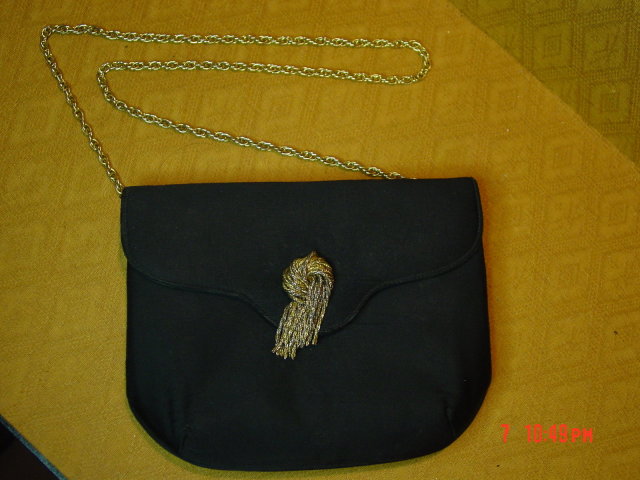 Vintage Lewis Black Rayon Evening Bag Clutch