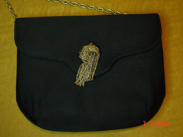 Vintage Lewis Black Rayon Evening Bag Clutch