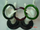 Set of 3 Vintage Green & Brown Marble Bakelite Bangle Bracelets