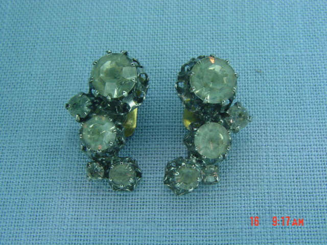 Austrian Clear Rhinestone Clip Earrings