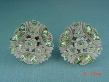 Vintage Pink Carved Celluloid Clip Earrings