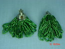 Green Tubular Glass Seed Bead Clip Earrings