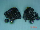 Black, Bronze & AB Glass Seed Bead Clip Earrings