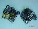 Black, Bronze & AB Glass Seed Bead Clip Earrings