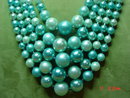 Vintage 5 Strand Blue Bead Japan Necklace