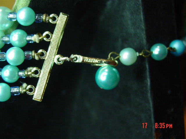 Vintage 5 Strand Blue Bead Japan Necklace