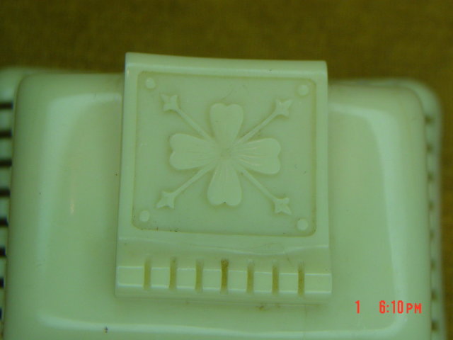 Vintage Cream Colored Celluloid Four Leaf Clover Double Ring Presentation Box