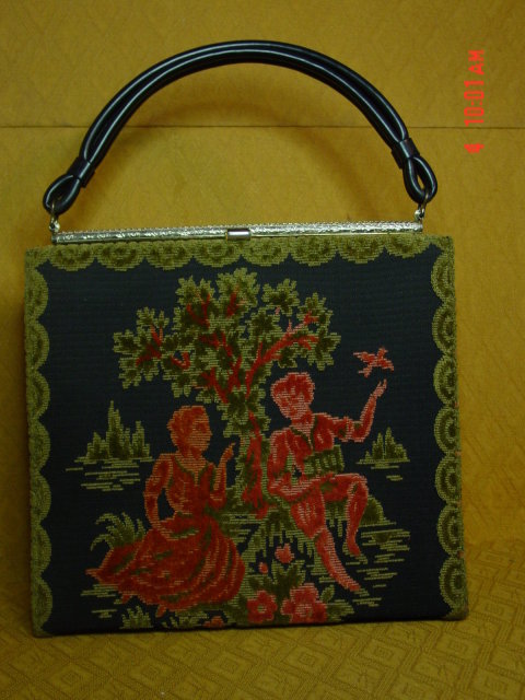 Vintage Raised Velvet Figural Tapestry Purse by Alma-Ide