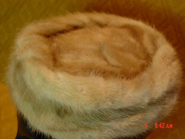 Vintage Light Brown Mink Pillbox Hat