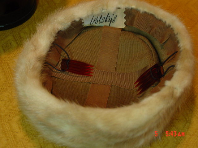 Vintage Light Brown Mink Pillbox Hat