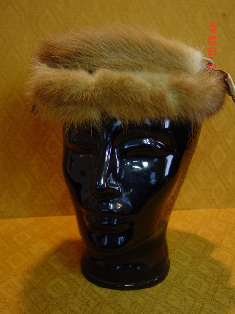Vintage Light Brown Mink Pillbox Hat