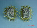 Vintage Spotted Pop Jasper Clip Earrings by IXEL