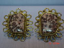 Vintage Spotted Pop Jasper Clip Earrings by IXEL