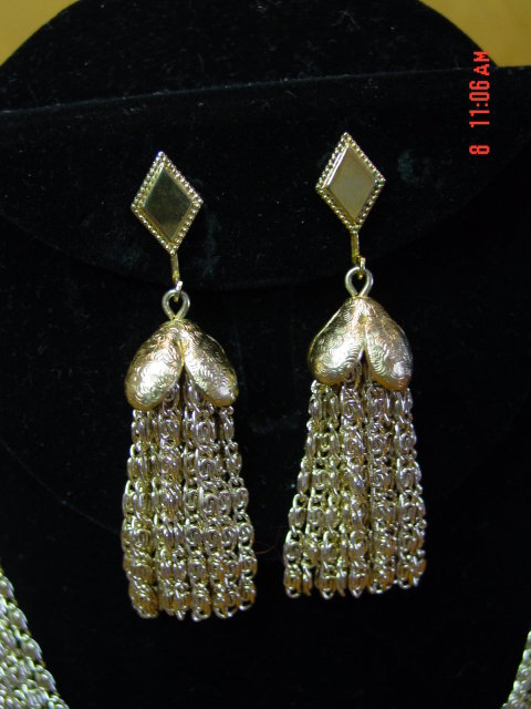 Sarah Coventry 8 Strand Chain Necklace & Clip Earrings