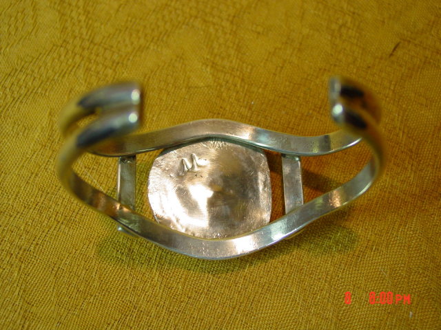 Signed Sterling Silver & Turquoise Cuff Bracelet