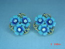 Avon Blue Forget-Me-Not Flower Clip Earrings