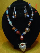 Blue Lapis Sterling Silver Necklace & Pierced Earrings by Cynthia Jean