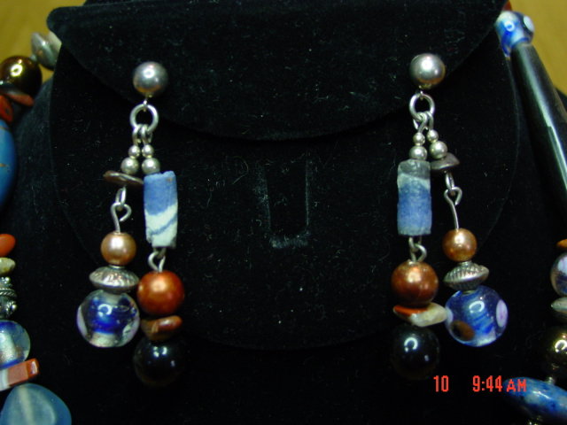 Blue Lapis Sterling Silver Necklace & Pierced Earrings by Cynthia Jean
