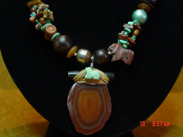 Jasper Turquoise Necklace & Pierced Earrings by Cynthia Jean