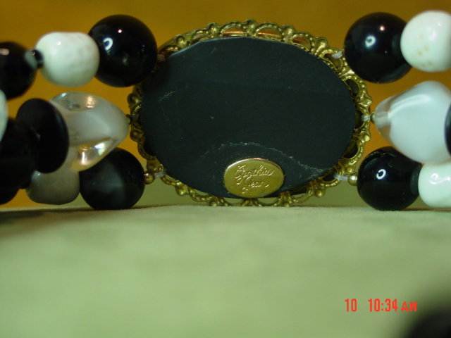 MOP Checkerboard Oval Choker Necklace & Pierced Earrings by Cynthia Jean