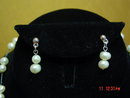Modern Cultured Pearl Necklace & Pierced Earrings